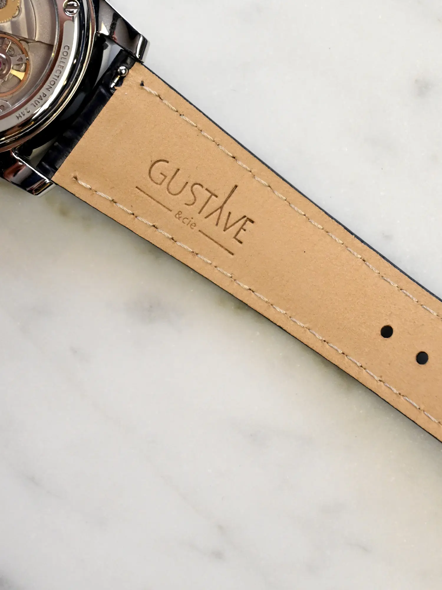BRACELET CUIR - BLEU CROCODILE - Image 3