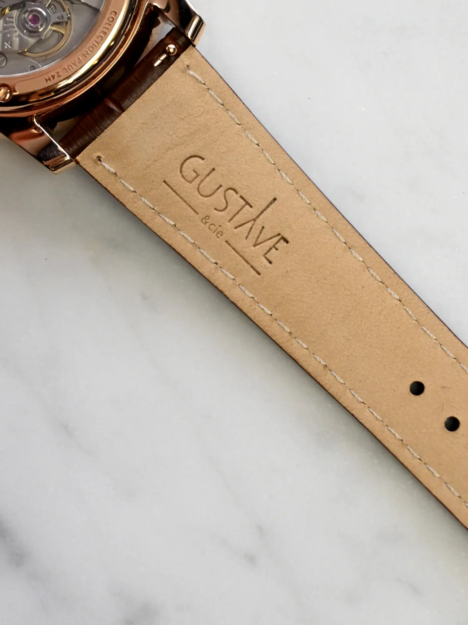 BRACELET CUIR - MARRON CROCODILE - Image 3